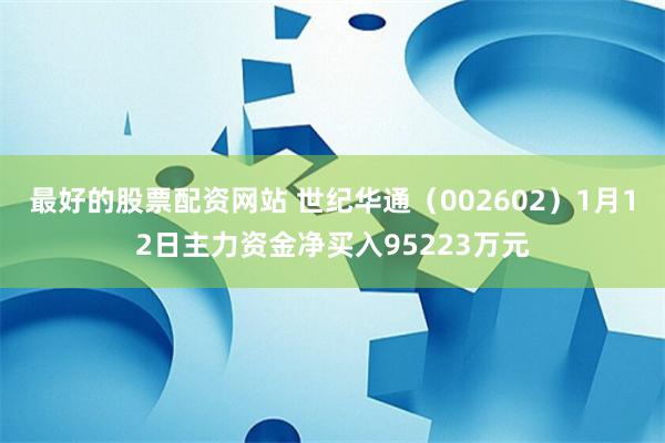 最好的股票配资网站 世纪华通（002602）1月12日主力资金净买入95223万元